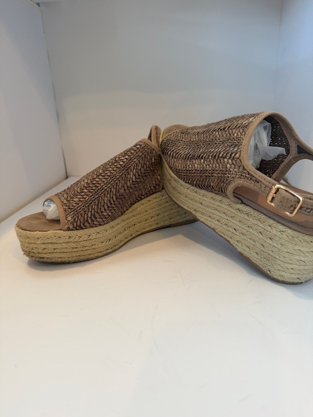 Steve Madden Tan Braided Espadrille Wedge Sandals